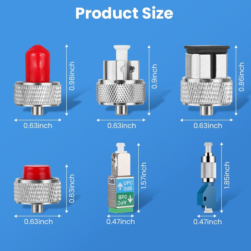 Moocci 6 Types of Fiber Optic Connector - Single Mode FC Male to LC Female VFL Fiber Optic Adapter, OTDR FC ST LC Adapter, SM SC/UPC Male to SCAPC Female Optical Fiber Connector - Image 2